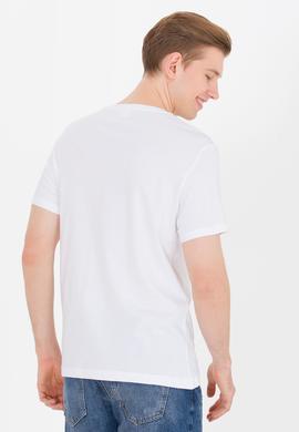 Erkek Beyaz Bisiklet Yaka Tişört - 50263323027