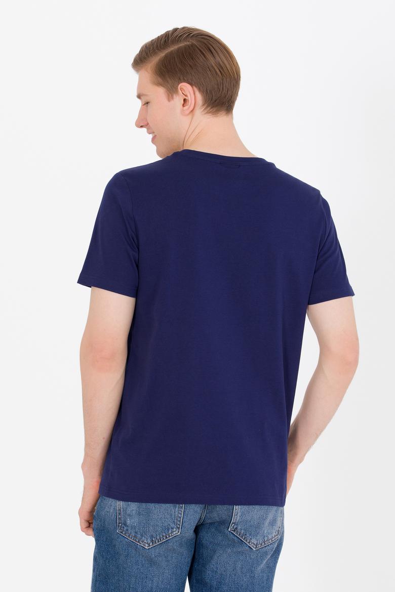 Erkek Lacivert Basic Bisiklet Yaka Tişört - 50264918058