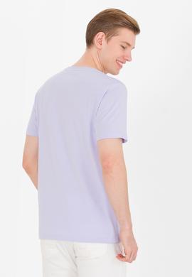 Erkek Lila Basic Bisiklet Yaka Tişört - 50264918068