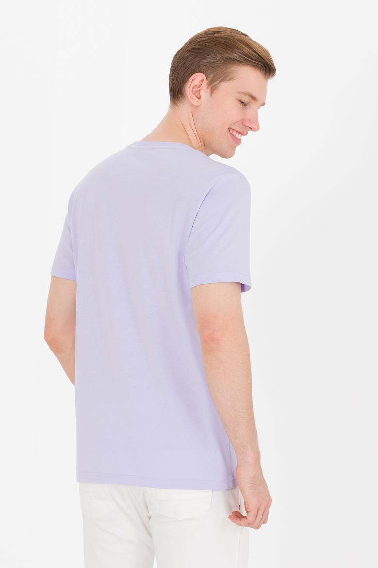 Erkek Lila Basic Bisiklet Yaka Tişört - 50264918068