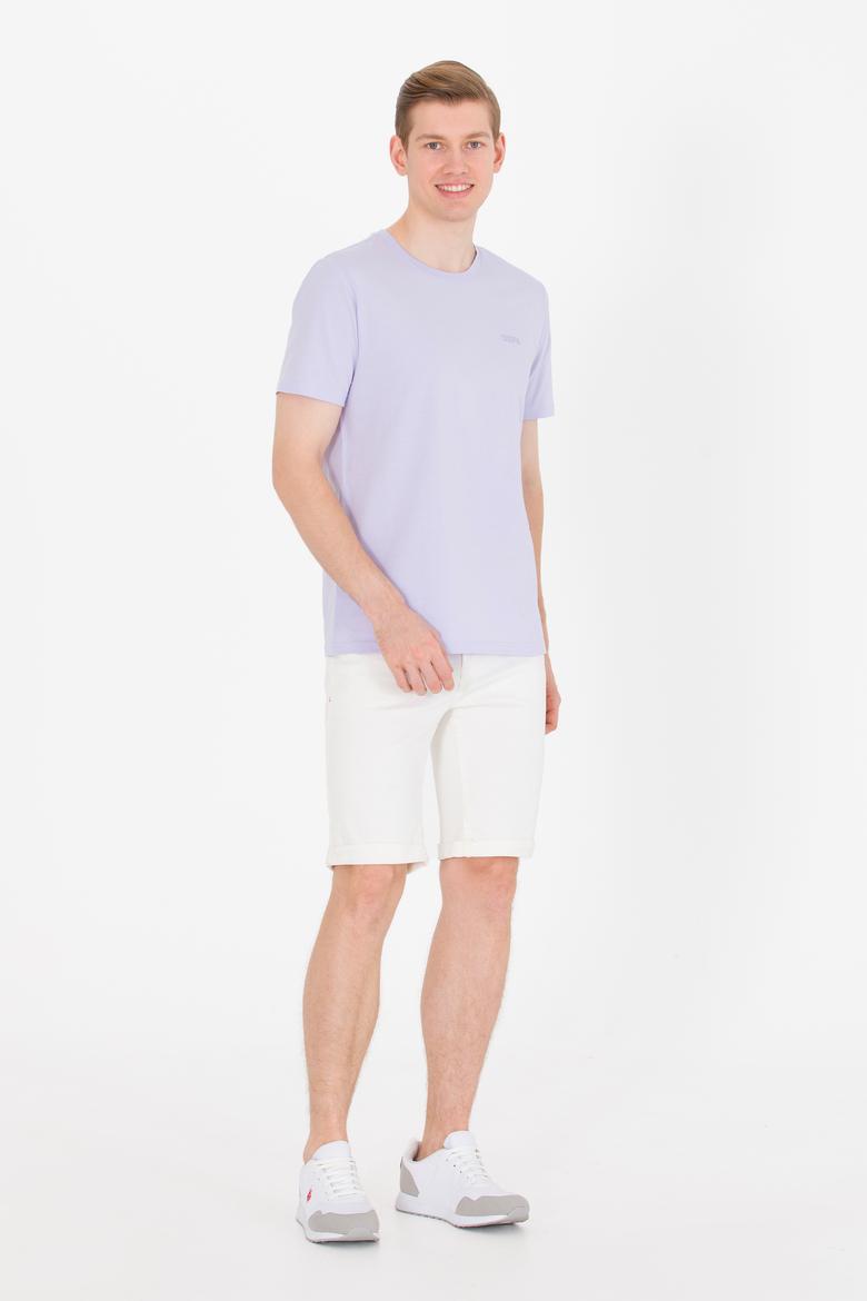 Erkek Lila Basic Bisiklet Yaka Tişört - 50264918068