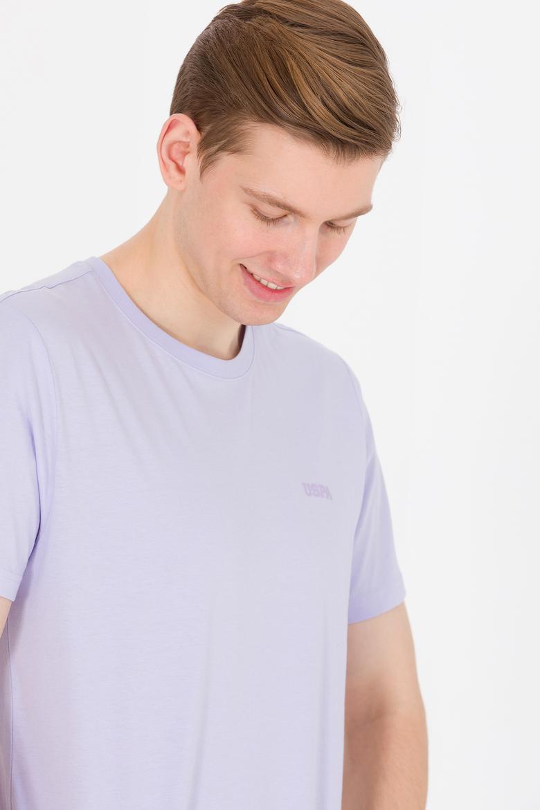Erkek Lila Basic Bisiklet Yaka Tişört