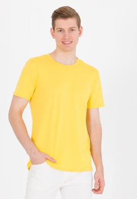 Erkek Koyu Sarı Basic Bisiklet Yaka Tişört - 50264918178