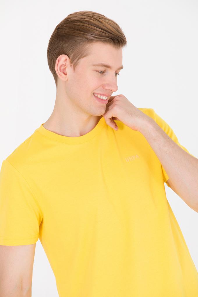 Erkek Koyu Sarı Basic Bisiklet Yaka Tişört