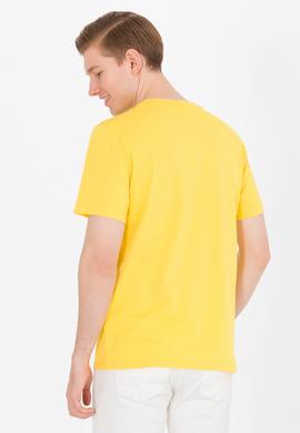 Erkek Koyu Sarı Basic Bisiklet Yaka Tişört - 50264918178