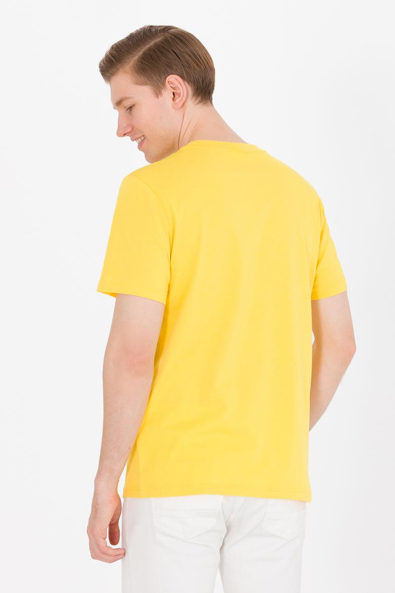 Erkek Koyu Sarı Basic Bisiklet Yaka Tişört - 50264918178