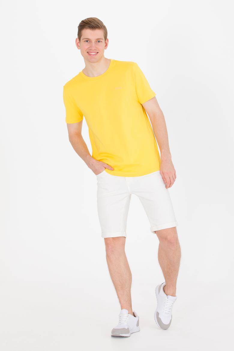 Erkek Koyu Sarı Basic Bisiklet Yaka Tişört - 50264918178