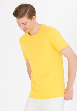 Erkek Koyu Sarı Basic Bisiklet Yaka Tişört - 50264918178