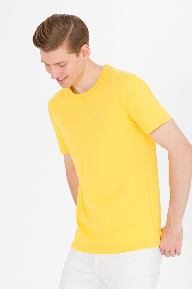 Erkek Koyu Sarı Basic Bisiklet Yaka Tişört - 50264918178
