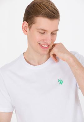 Erkek Beyaz Bisiklet Yaka Tişört - 50264942056