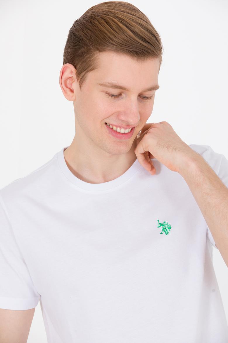 Erkek Beyaz Bisiklet Yaka Tişört - 50264942056