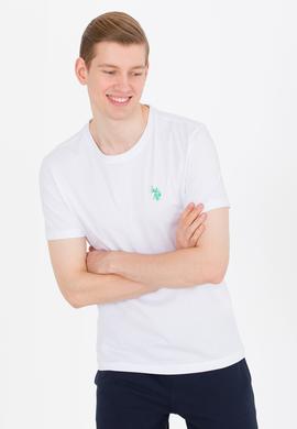 Erkek Beyaz Bisiklet Yaka Tişört - 50264942056