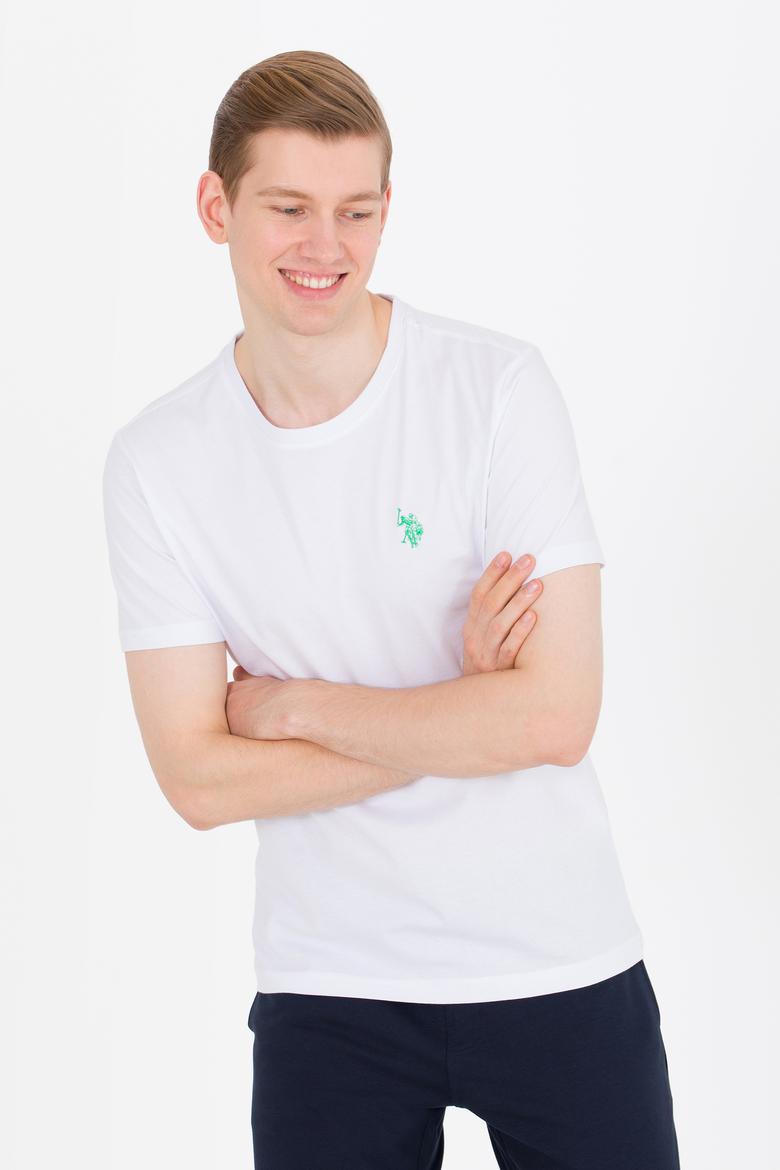 Erkek Beyaz Bisiklet Yaka Tişört - 50264942056