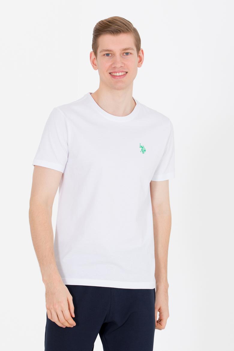 Erkek Beyaz Bisiklet Yaka Tişört - 50264942056