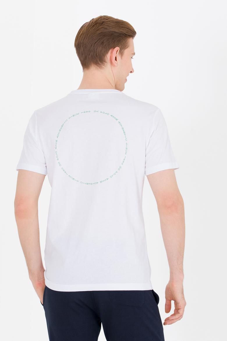 Erkek Beyaz Bisiklet Yaka Tişört - 50264942056