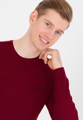 Erkek Bordo Bisiklet Yaka Basic Triko Kazak - 50251887026