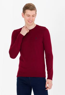 Erkek Bordo Bisiklet Yaka Basic Triko Kazak - 50251887026