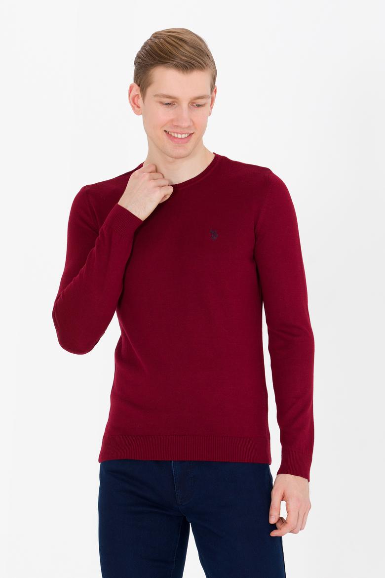 Erkek Bordo Bisiklet Yaka Basic Triko Kazak - 50251887026