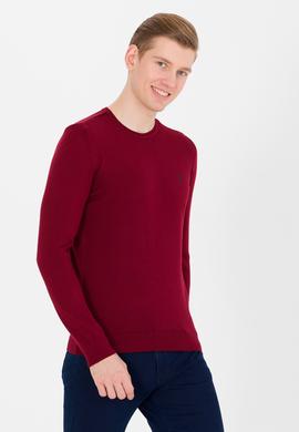 Erkek Bordo Bisiklet Yaka Basic Triko Kazak - 50251887026