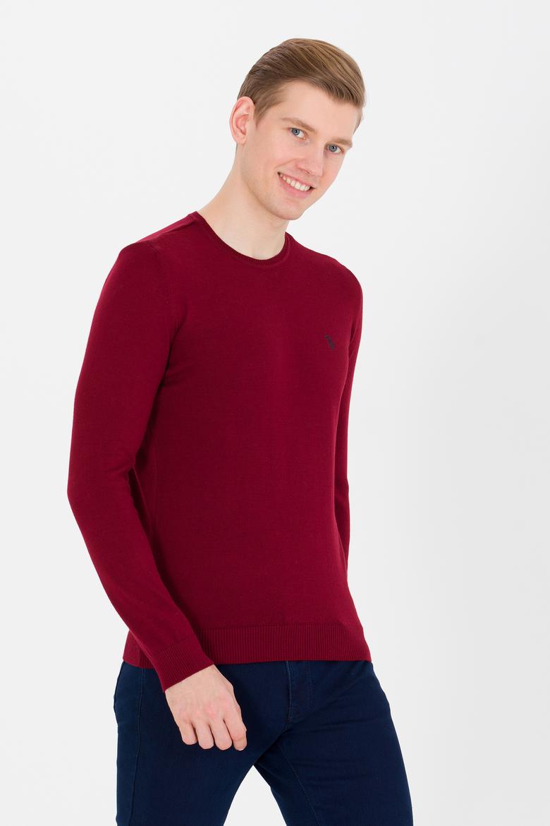 Erkek Bordo Bisiklet Yaka Basic Triko Kazak - 50251887026