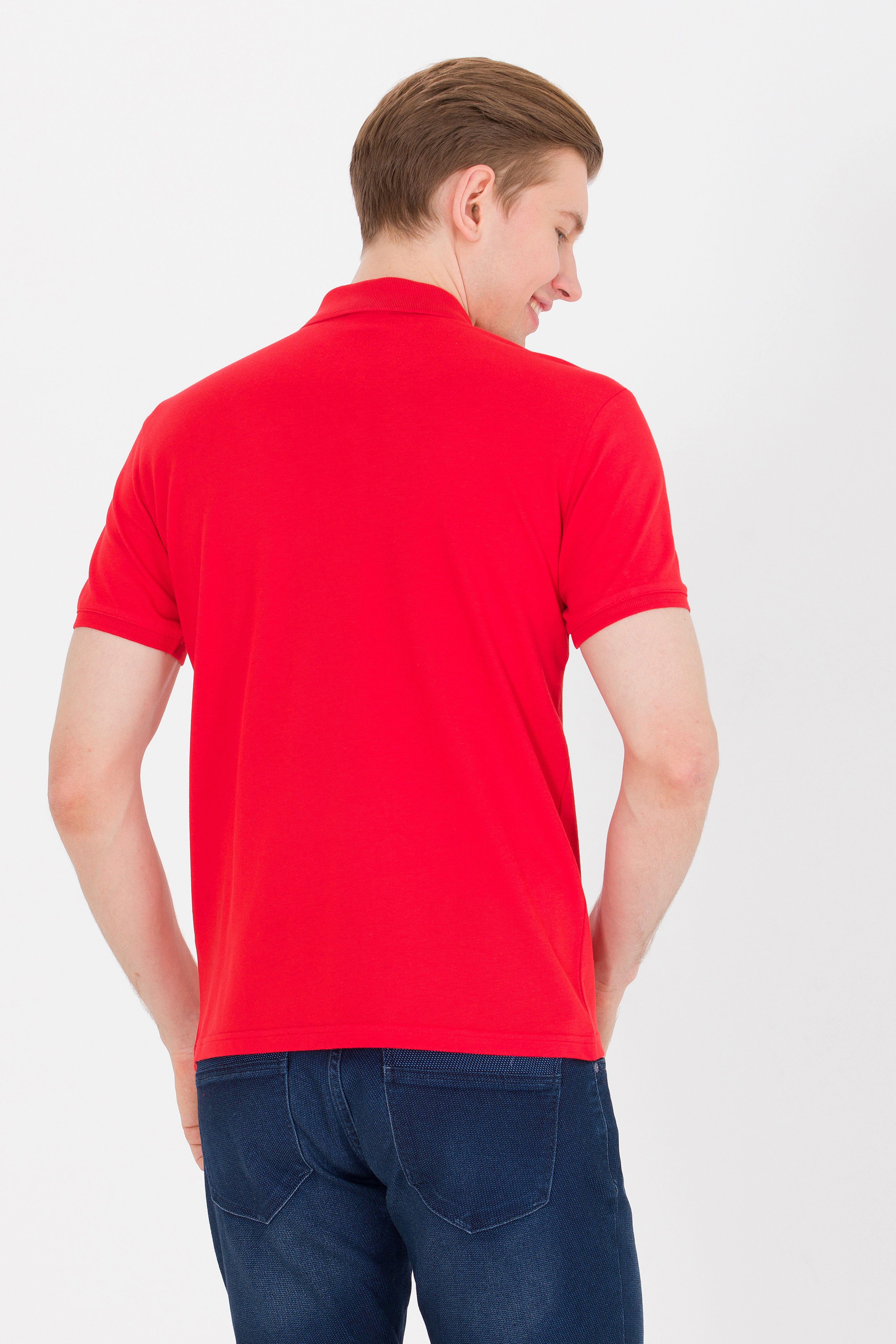 Erkek Kırmızı Basic Polo Yaka Tişört