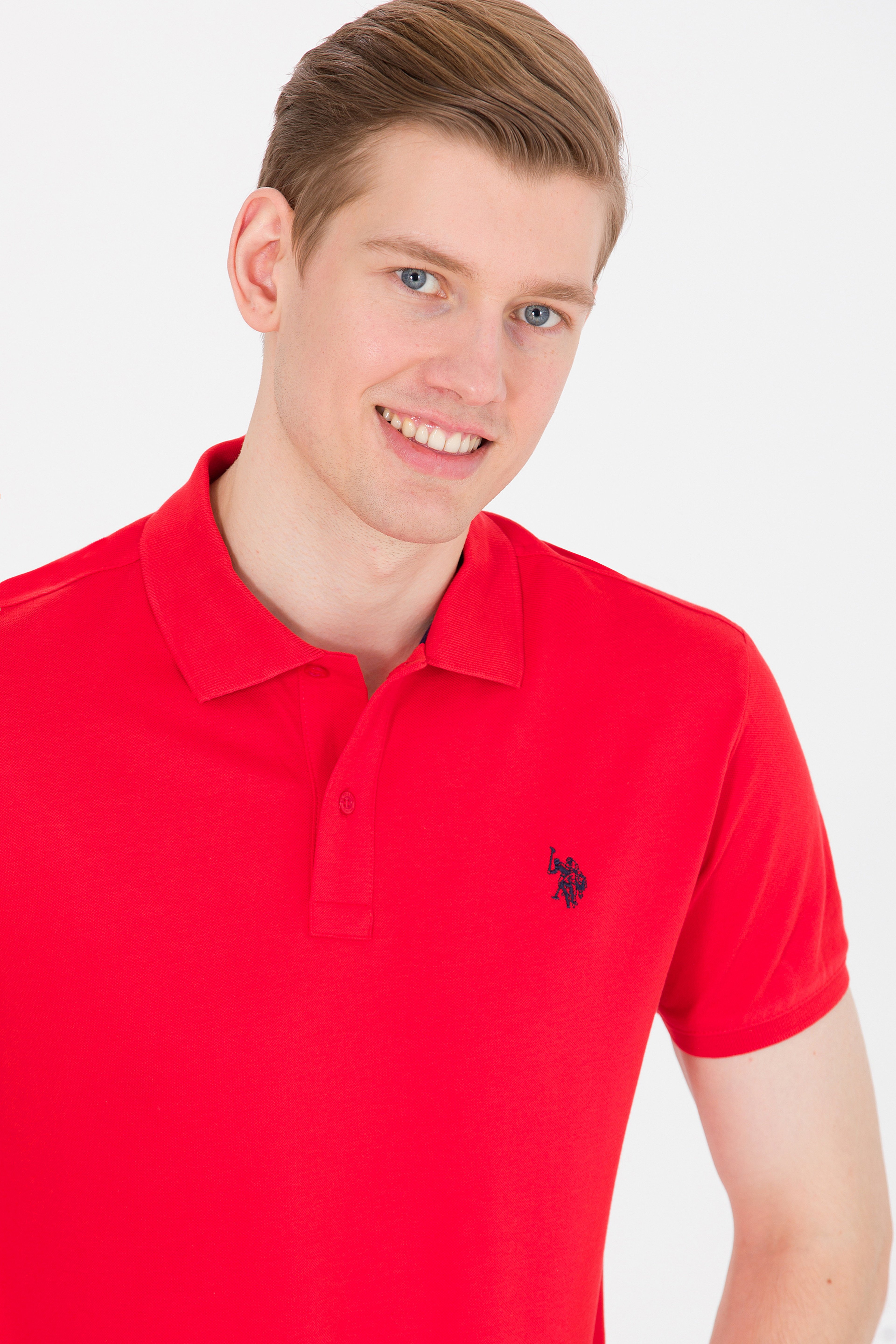 Erkek Kırmızı Basic Polo Yaka Tişört - Image 2