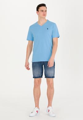 Erkek Turkuaz Basic V Yaka Tişört - 50263203057