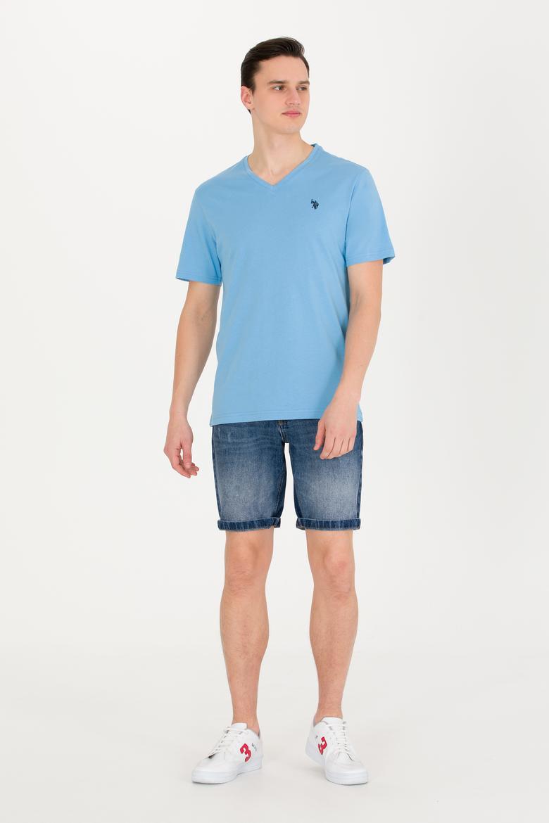 Erkek Turkuaz Basic V Yaka Tişört - 50263203057