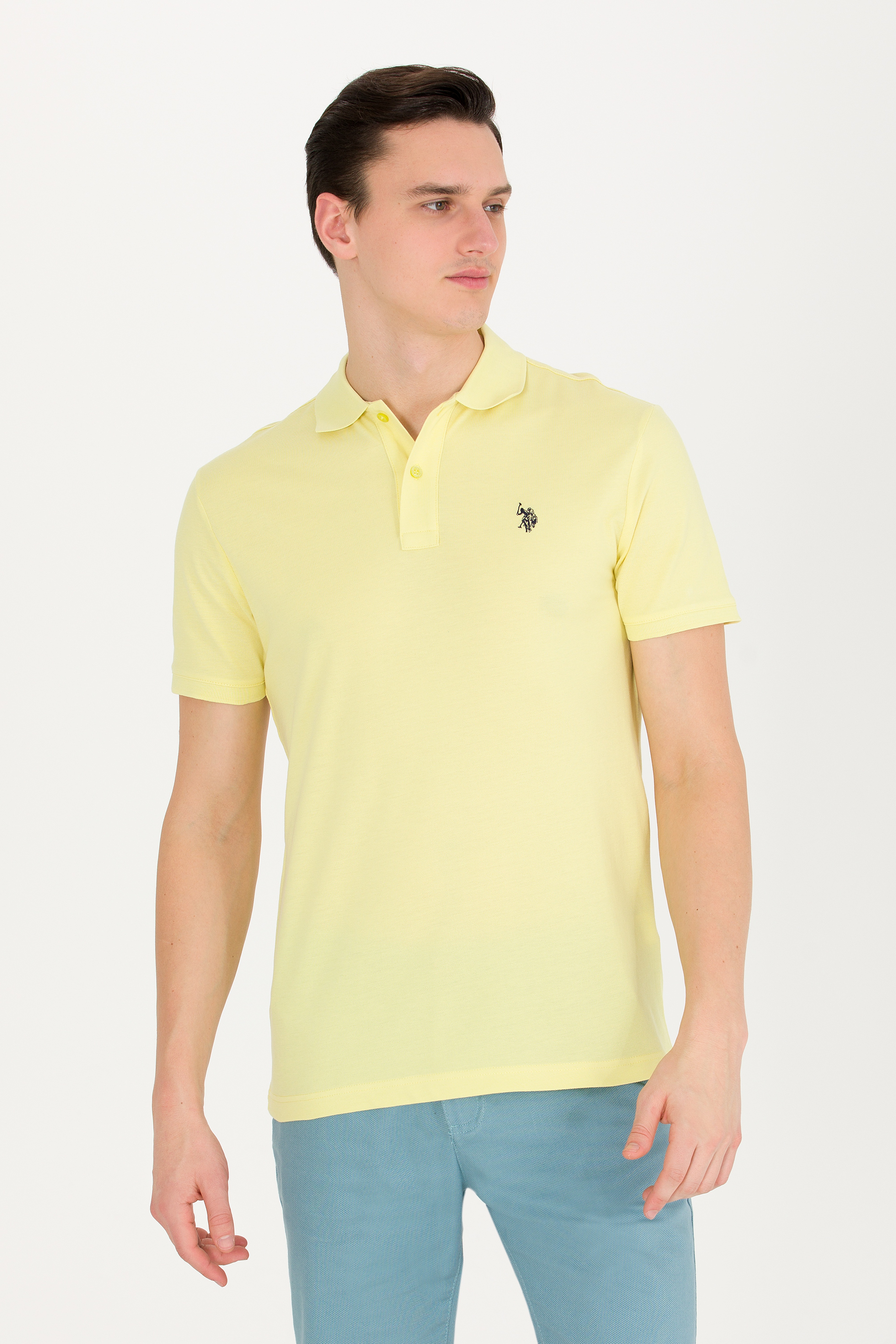 Erkek Açık Sarı Basic Polo Yaka Tişört - Image 4