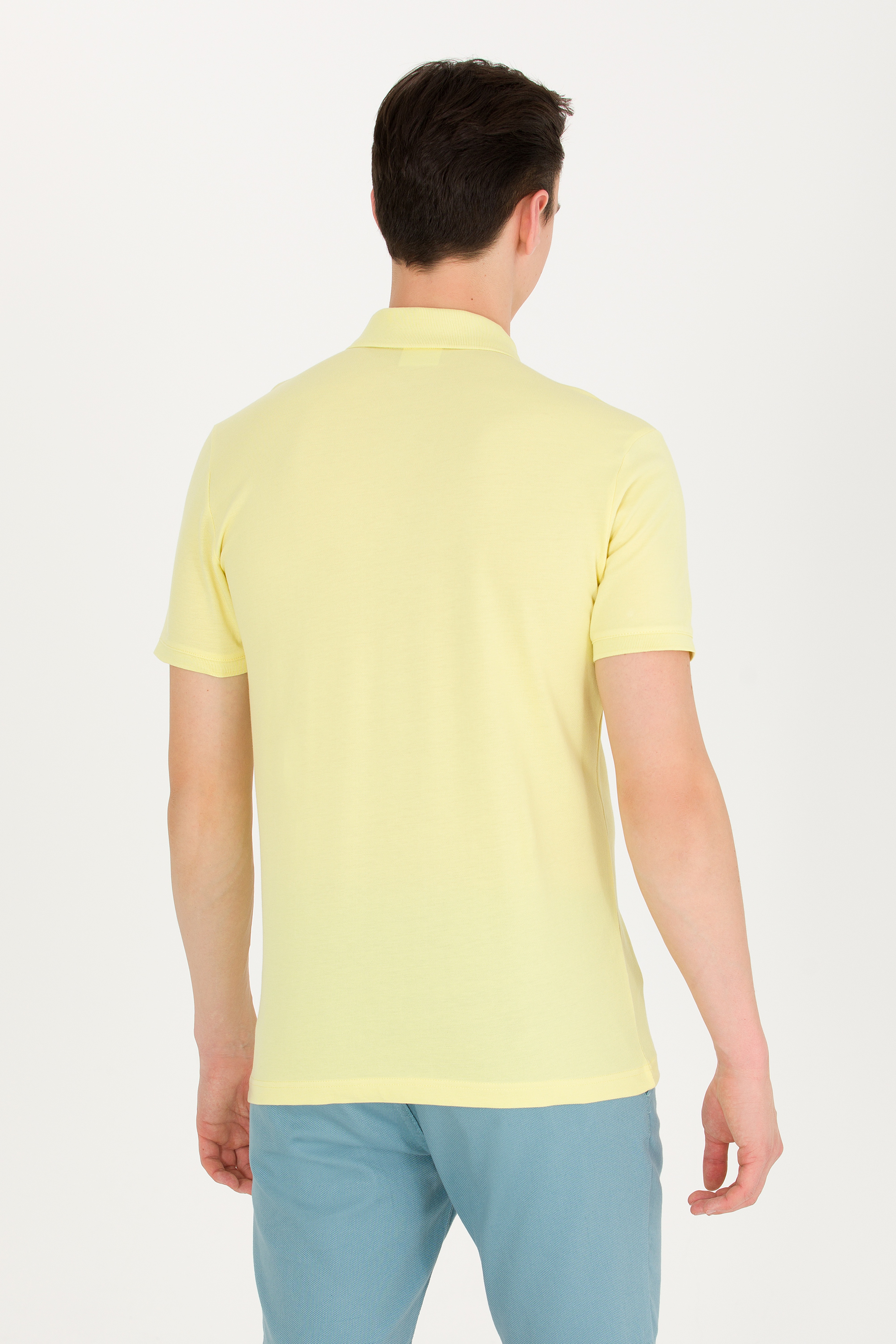 Erkek Açık Sarı Basic Polo Yaka Tişört - Image 5