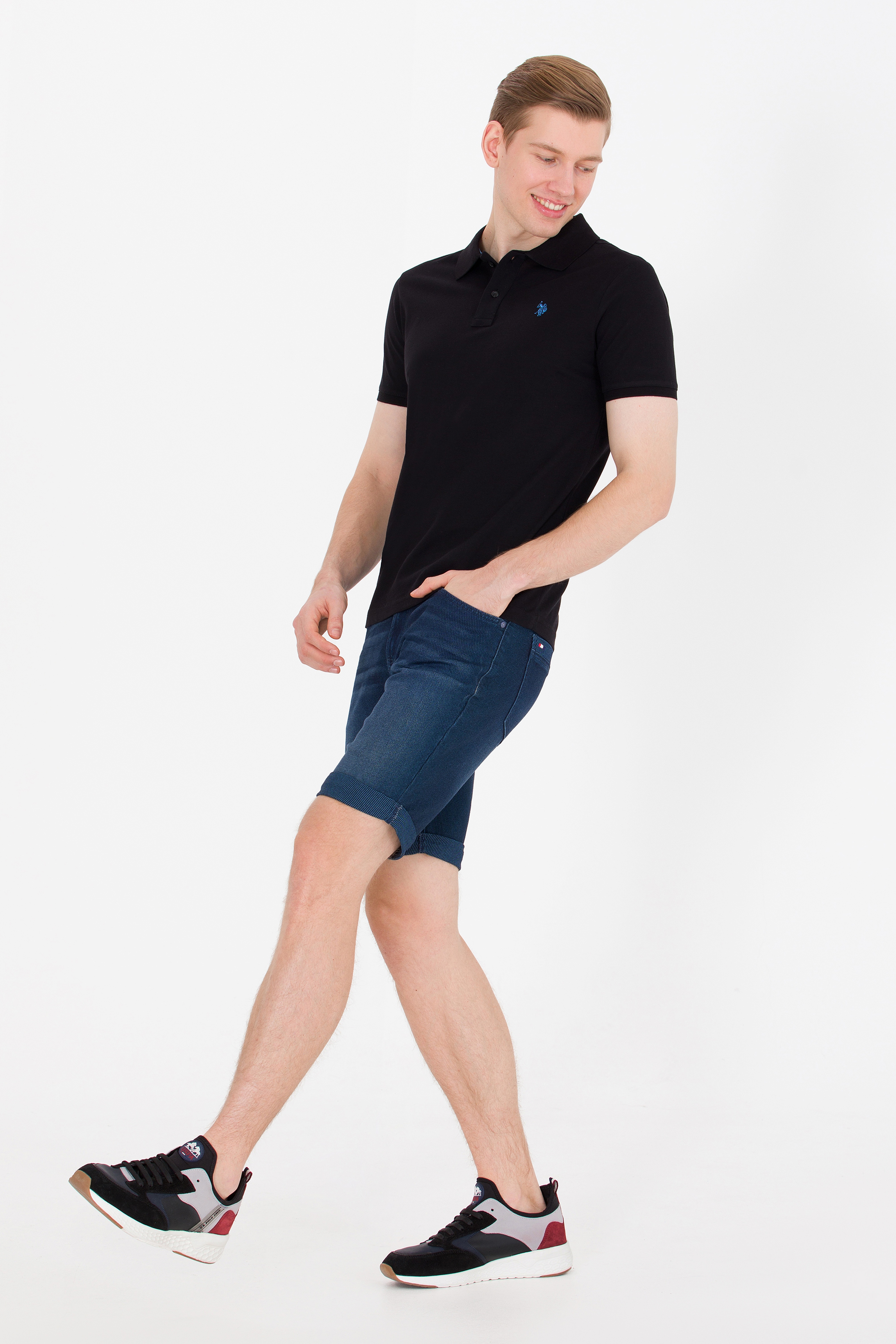 Erkek Siyah Basic Polo Yaka Tişört - Image 3