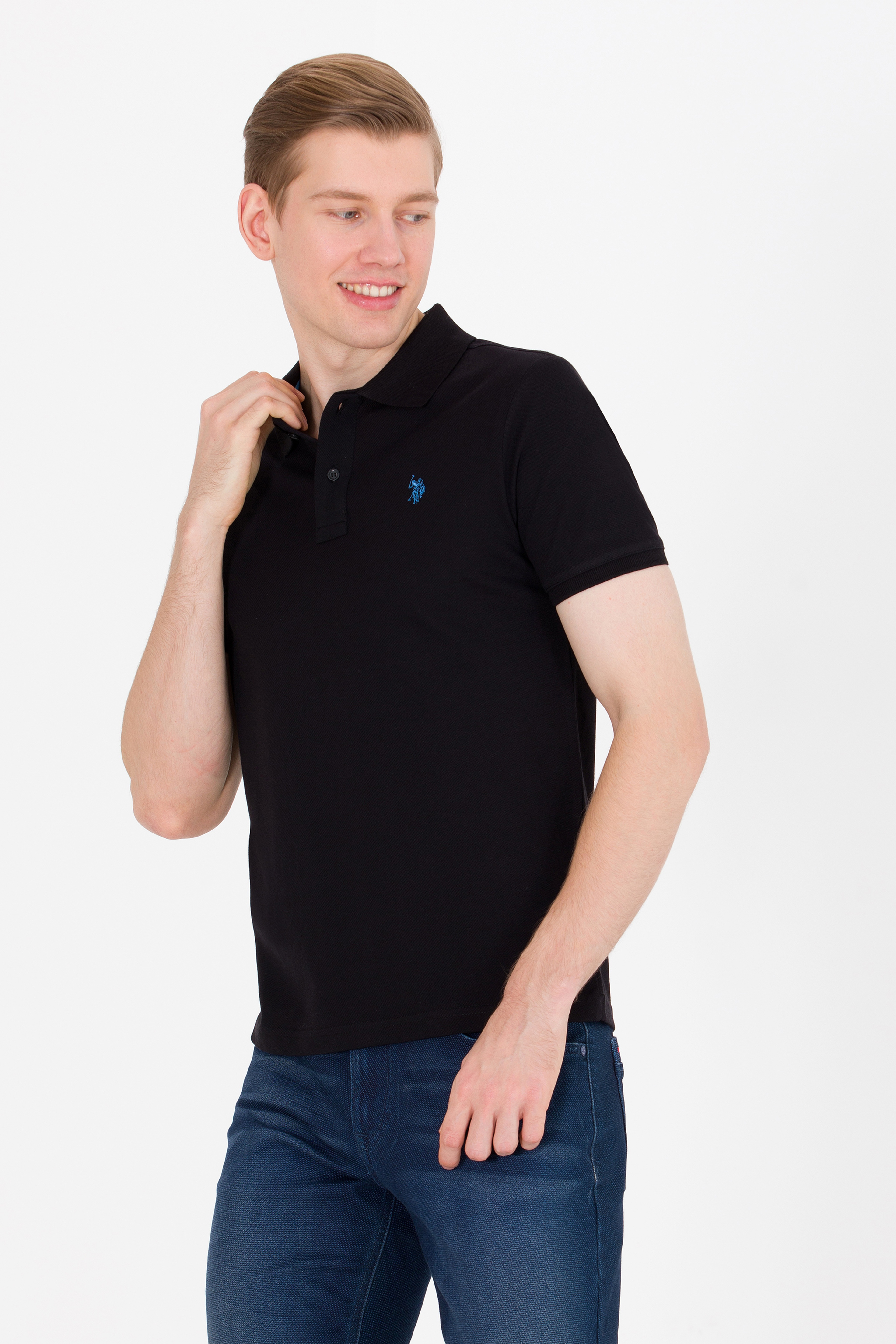 Erkek Siyah Basic Polo Yaka Tişört