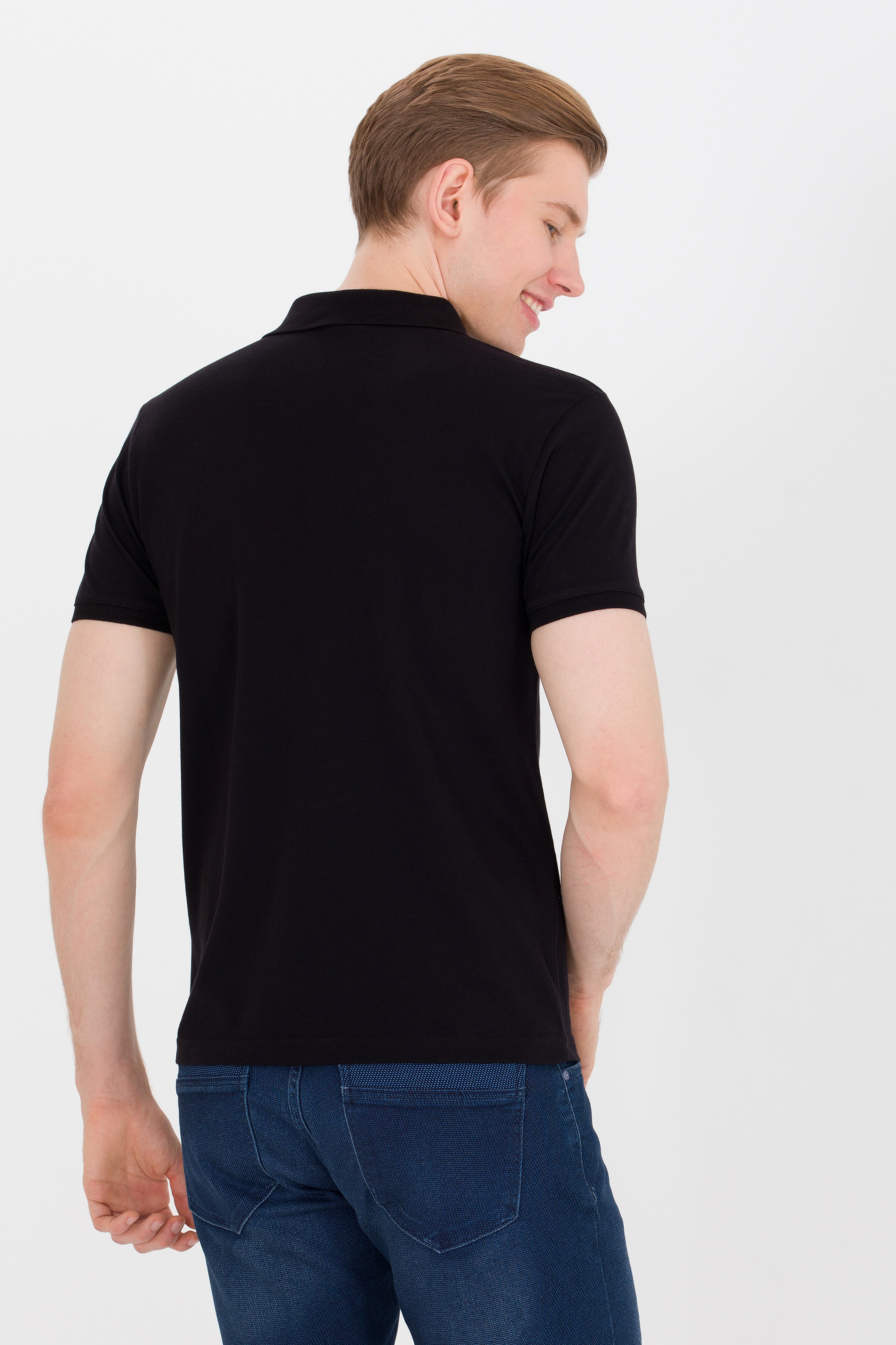 Erkek Siyah Basic Polo Yaka Tişört