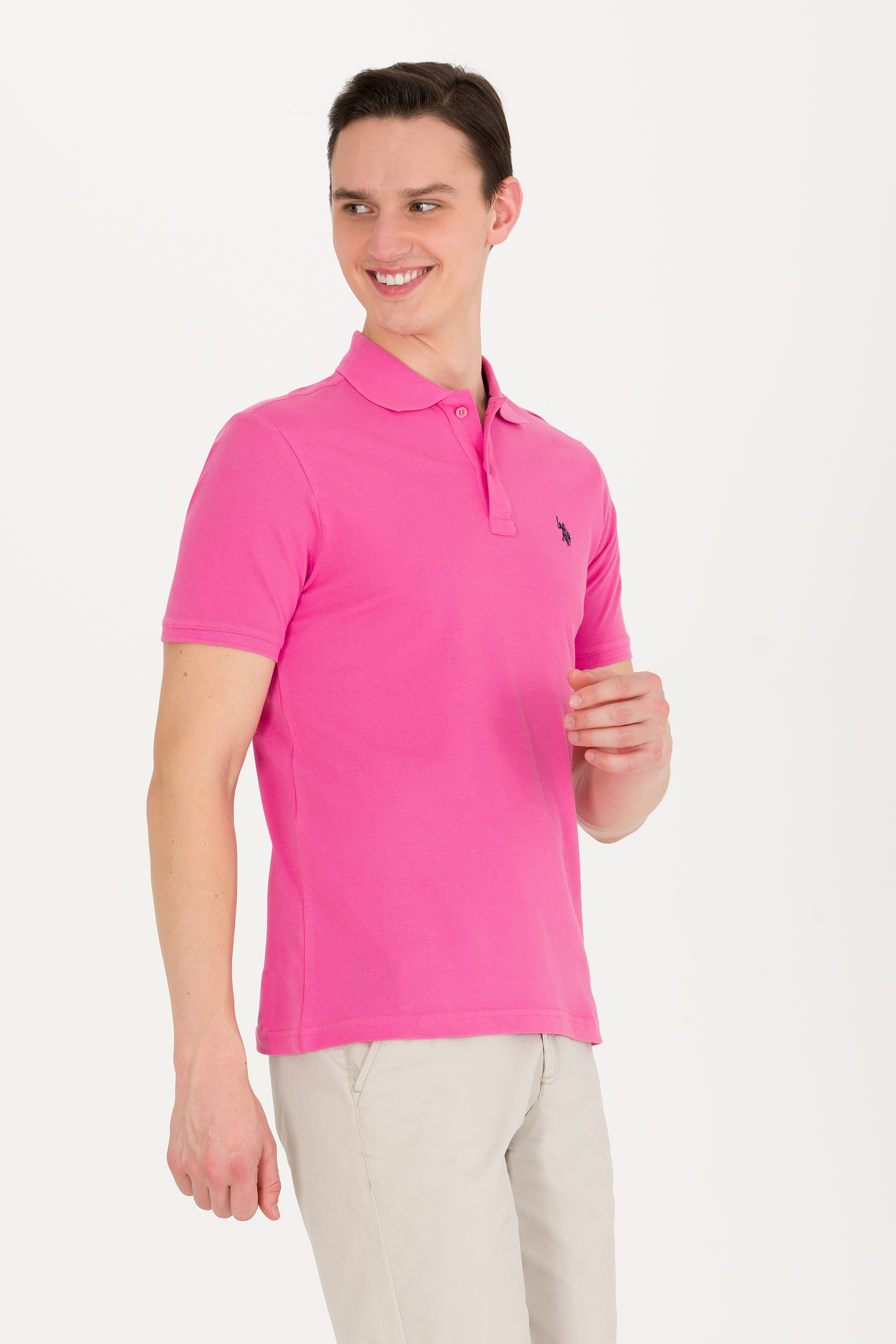 Erkek Pembe Basic Polo Yaka Tişört