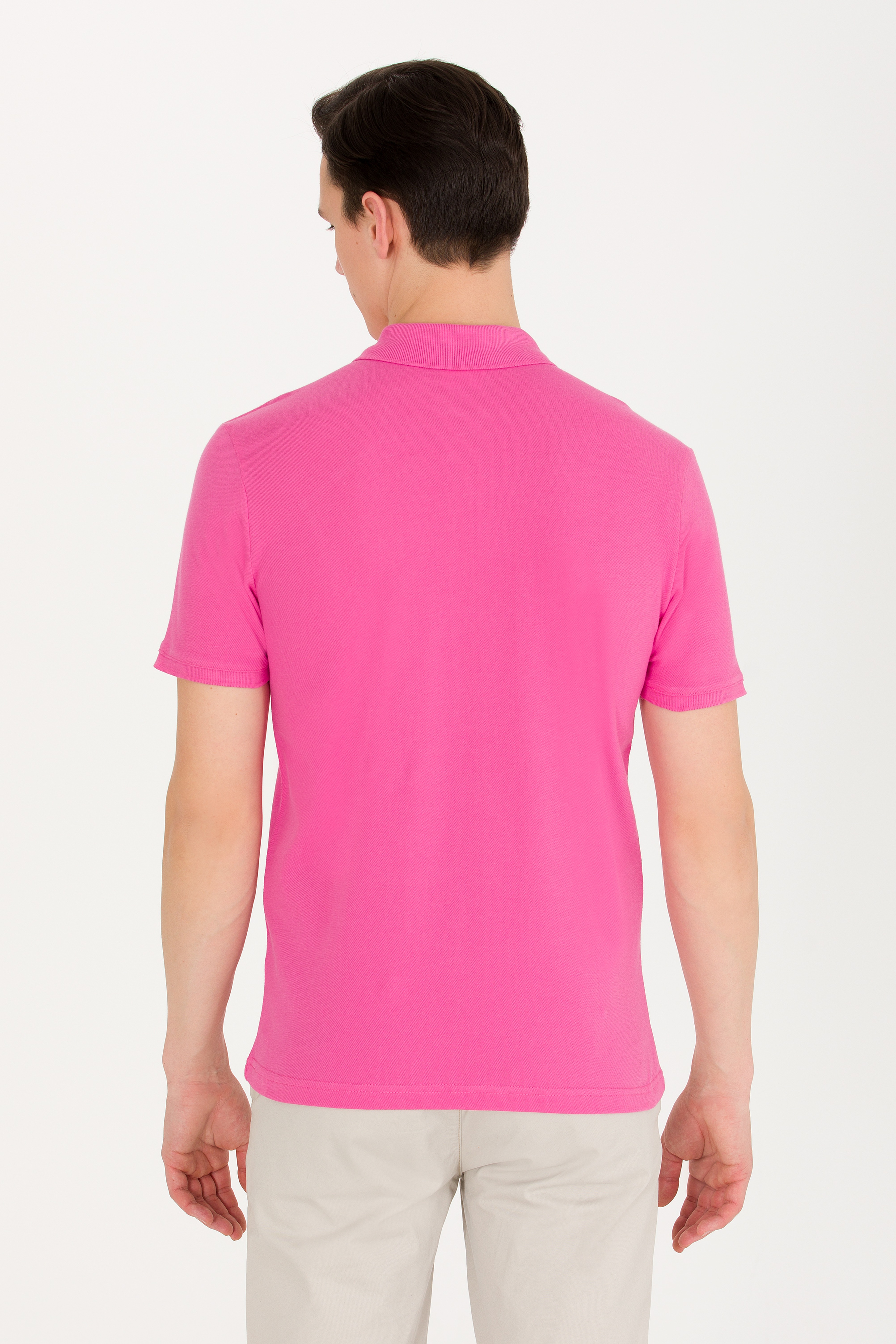 Erkek Pembe Basic Polo Yaka Tişört - Image 5