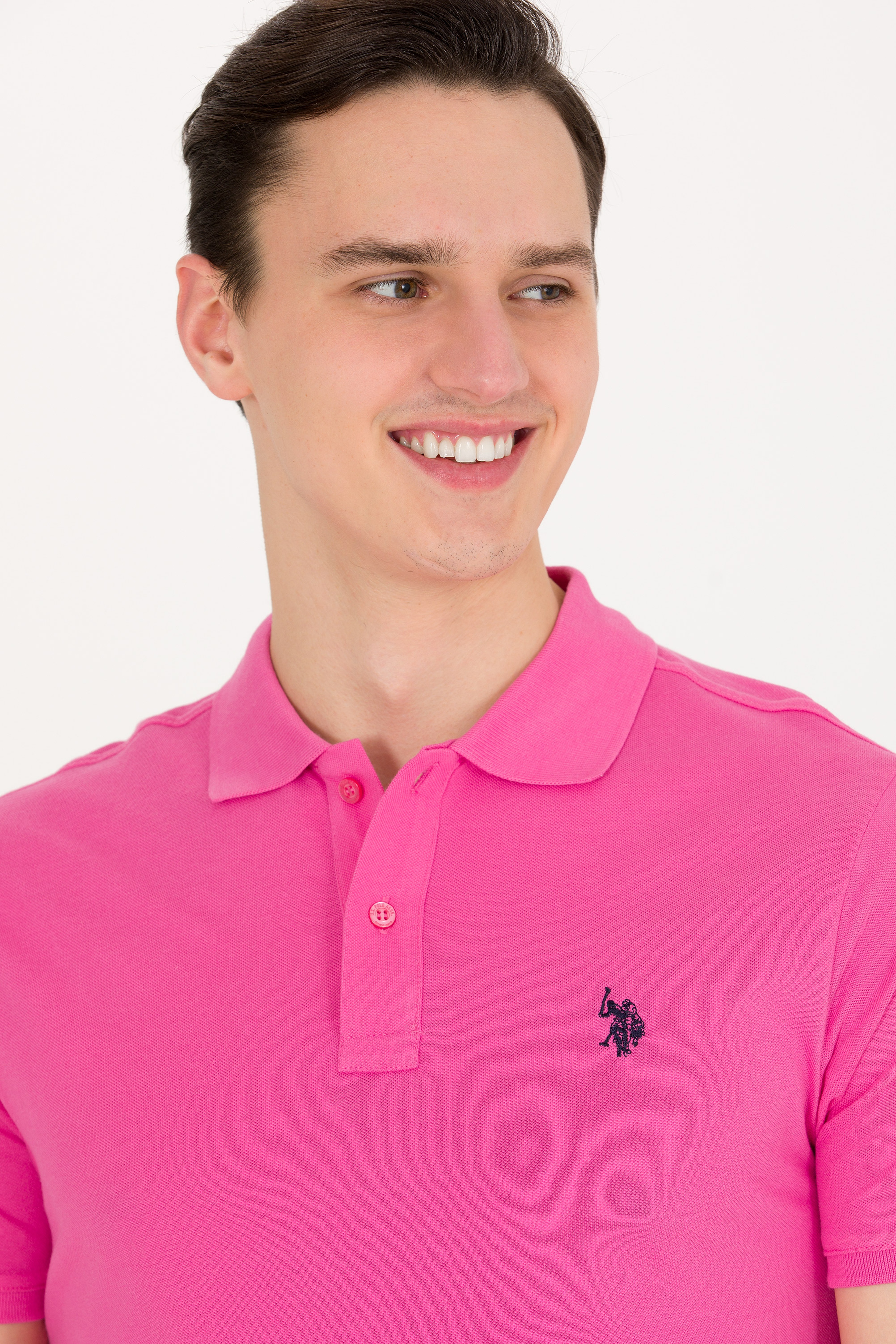 Erkek Pembe Basic Polo Yaka Tişört - Image 2