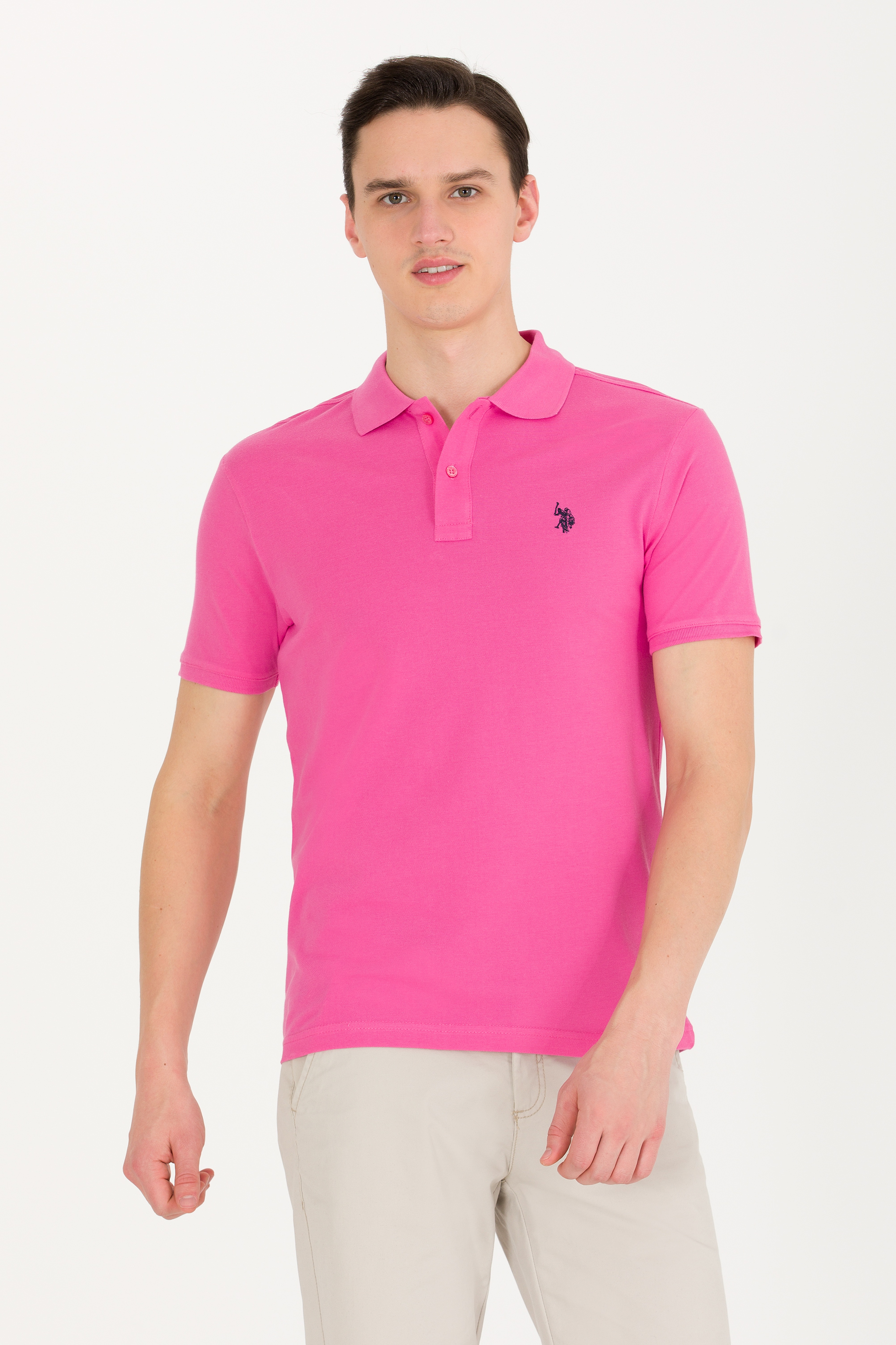 Erkek Pembe Basic Polo Yaka Tişört - Image 1