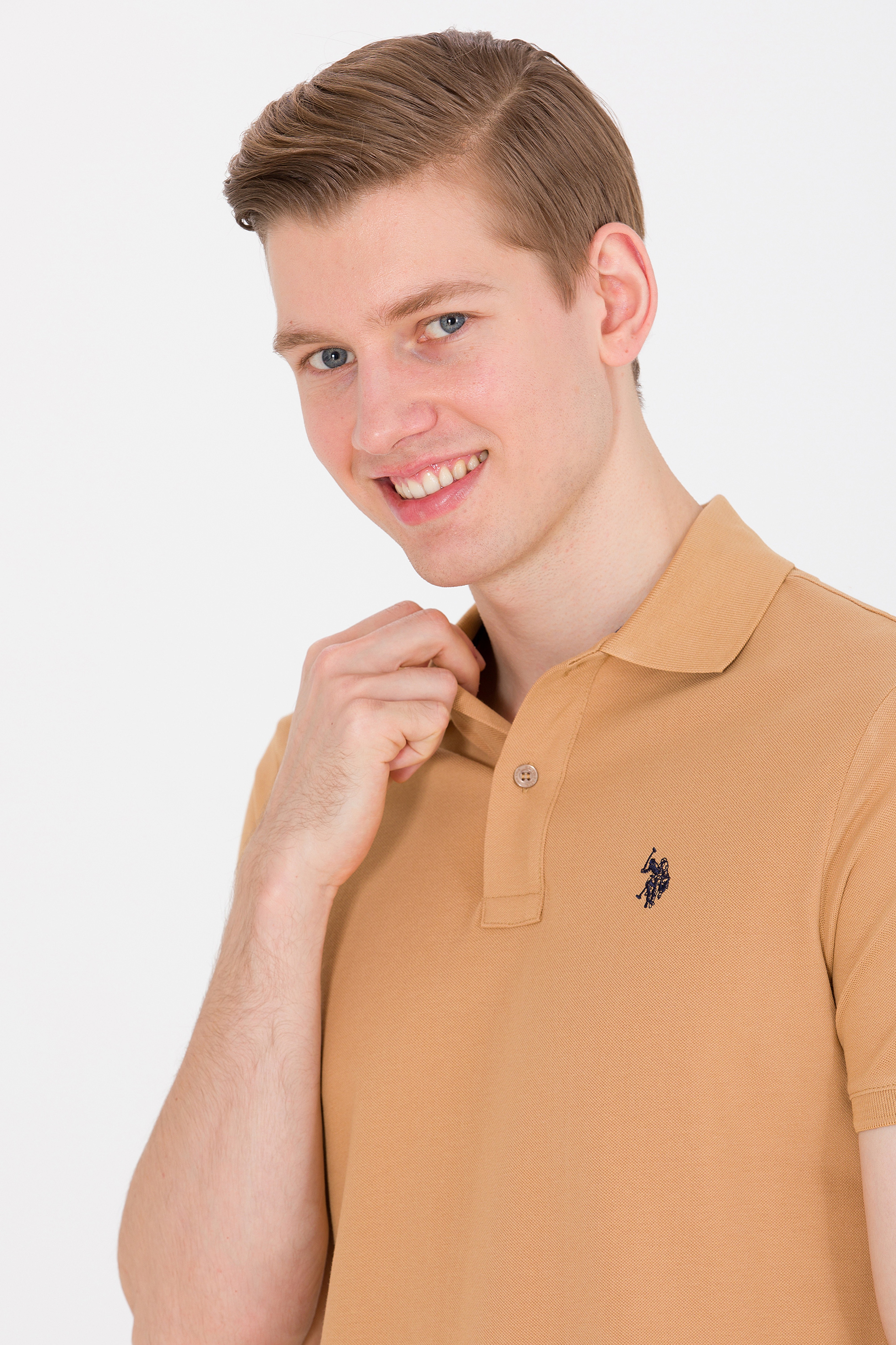 Erkek Camel Basic Polo Yaka Tişört - Image 2