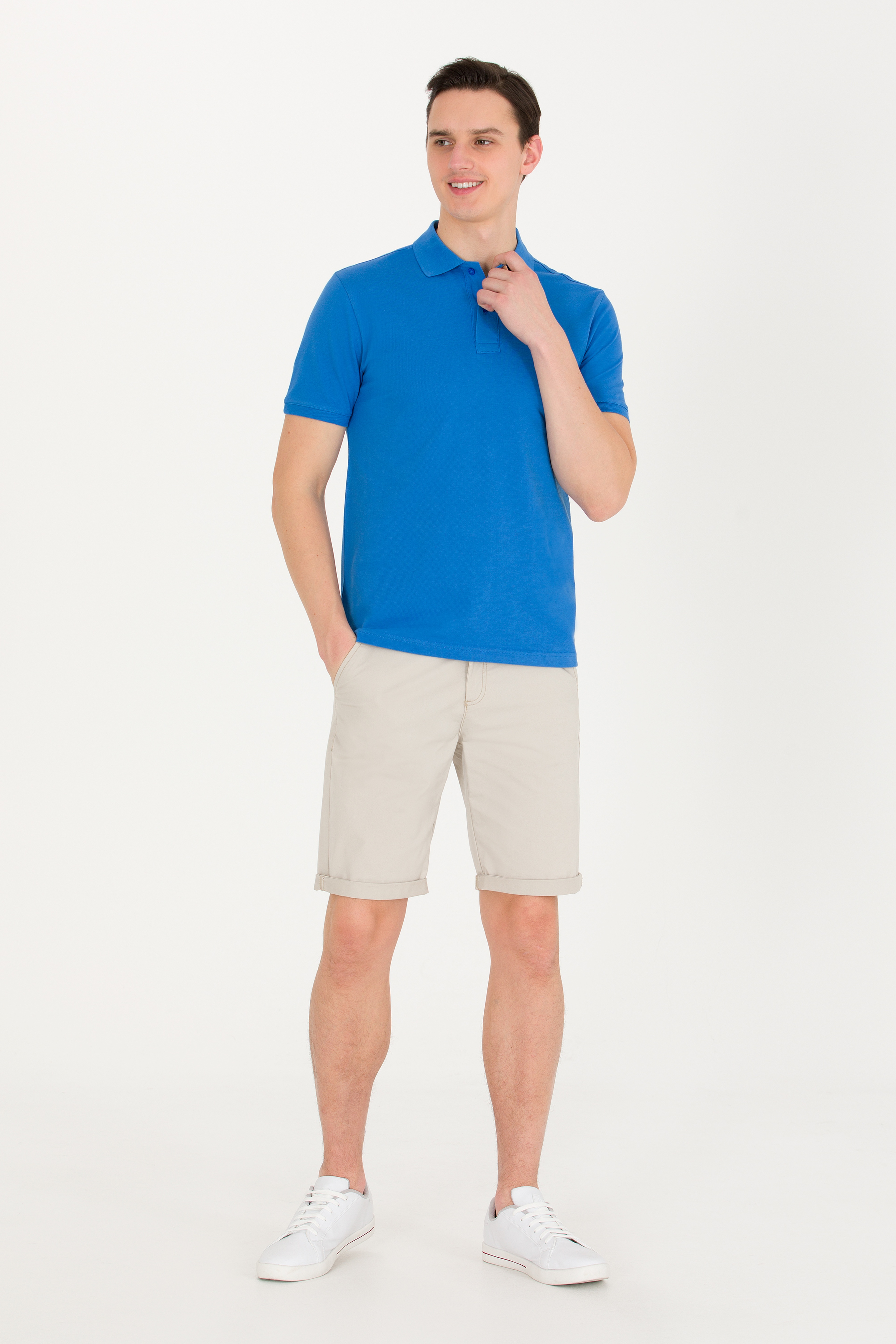 Erkek Saks Basic Polo Yaka Tişört - Image 4