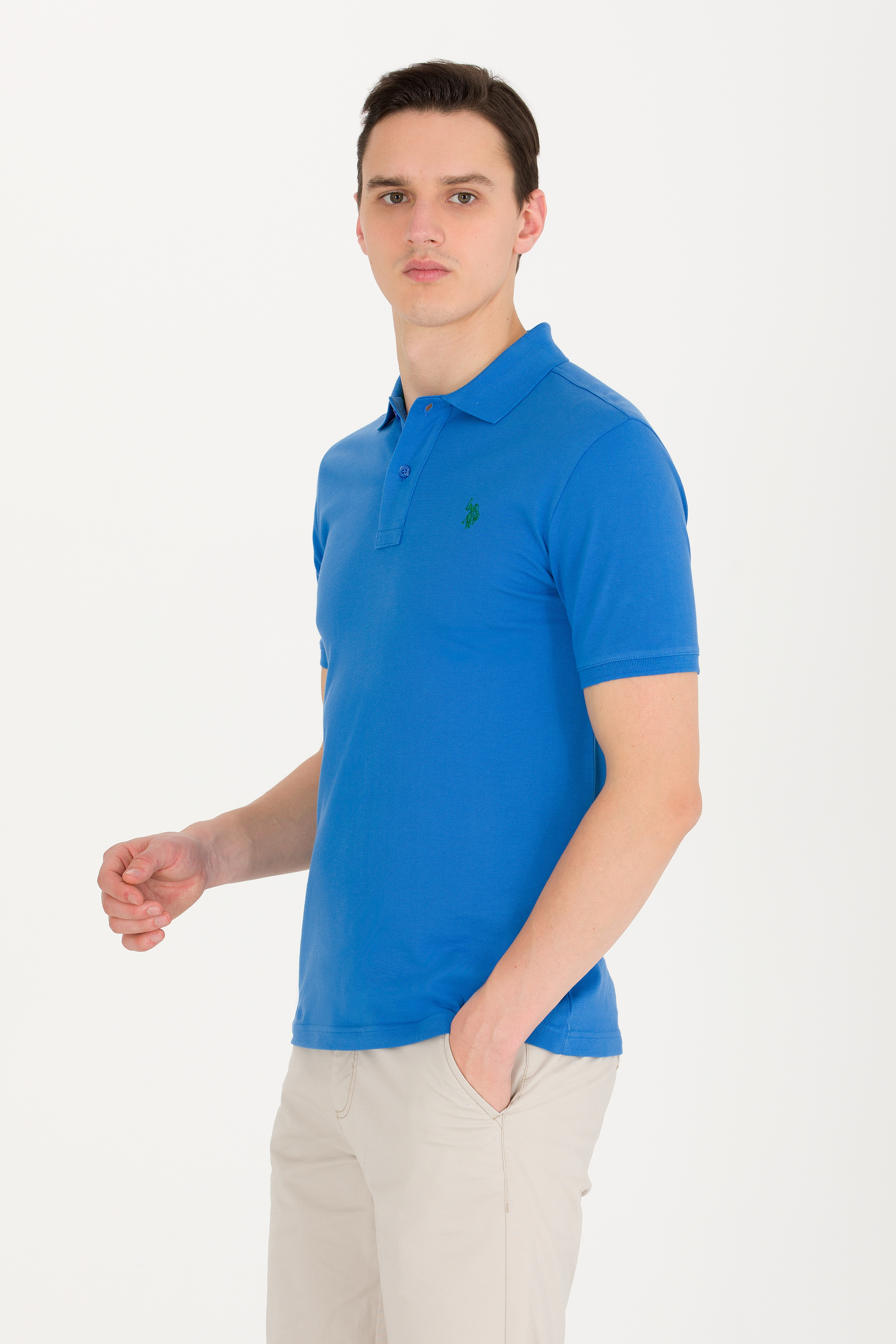 Erkek Saks Basic Polo Yaka Tişört - Image 3