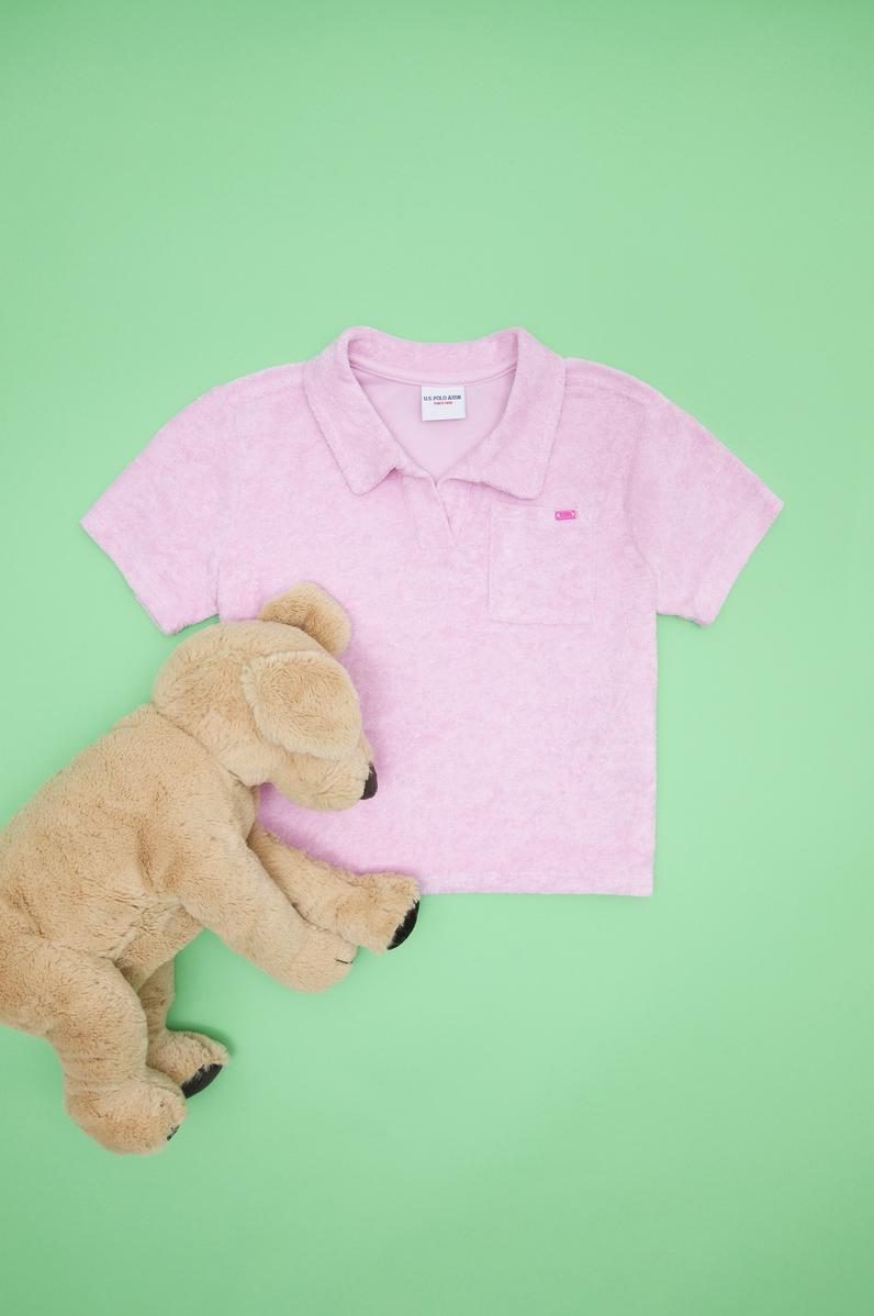 Kız Çocuk Manolya Havlu Kumaş Polo Yaka Tişört