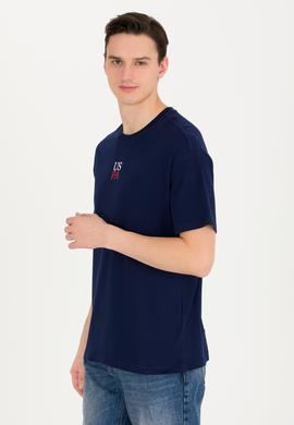 Erkek Lacivert Comfort Bisiklet Yaka Tişört - 50267486012