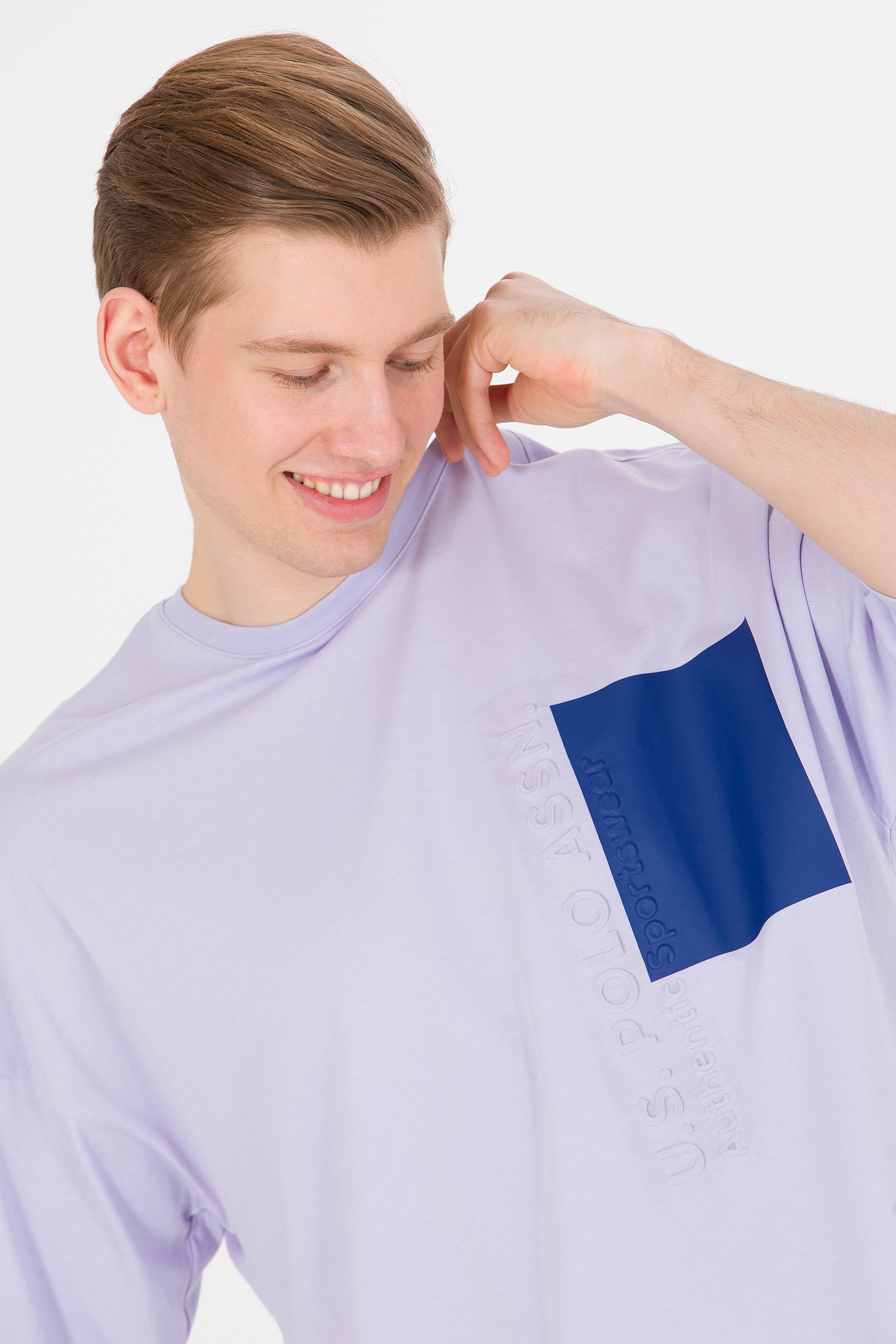 Erkek Lila Oversize Bisiklet Yaka Tişört