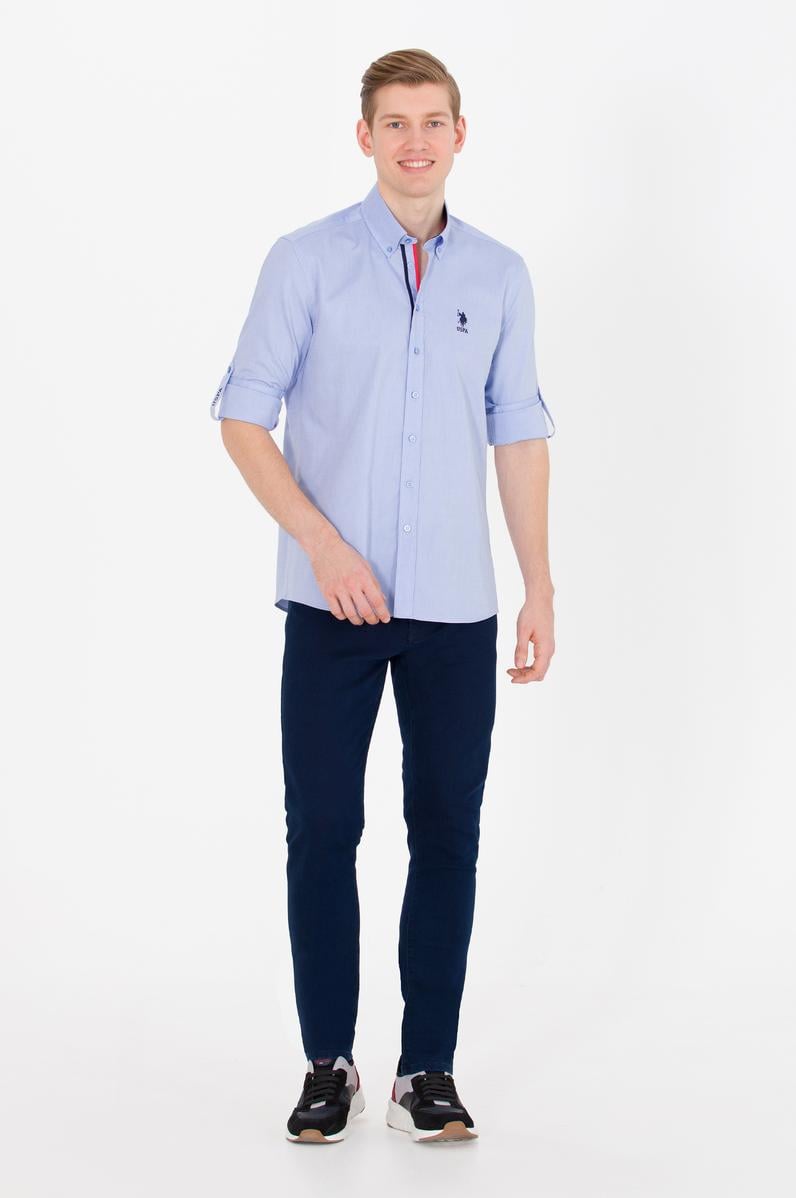 Erkek Mavi Uzun Kollu Gömlek