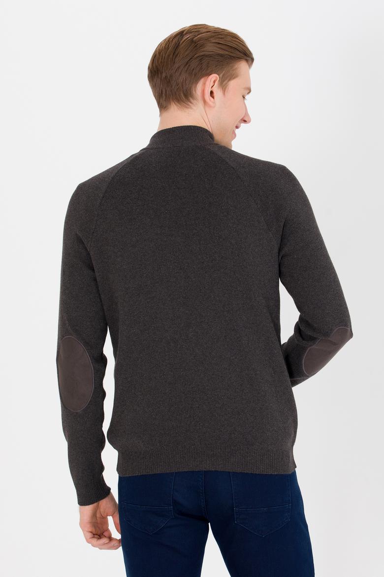 Erkek Antrasit Melanj Triko Hırka - 50253676013