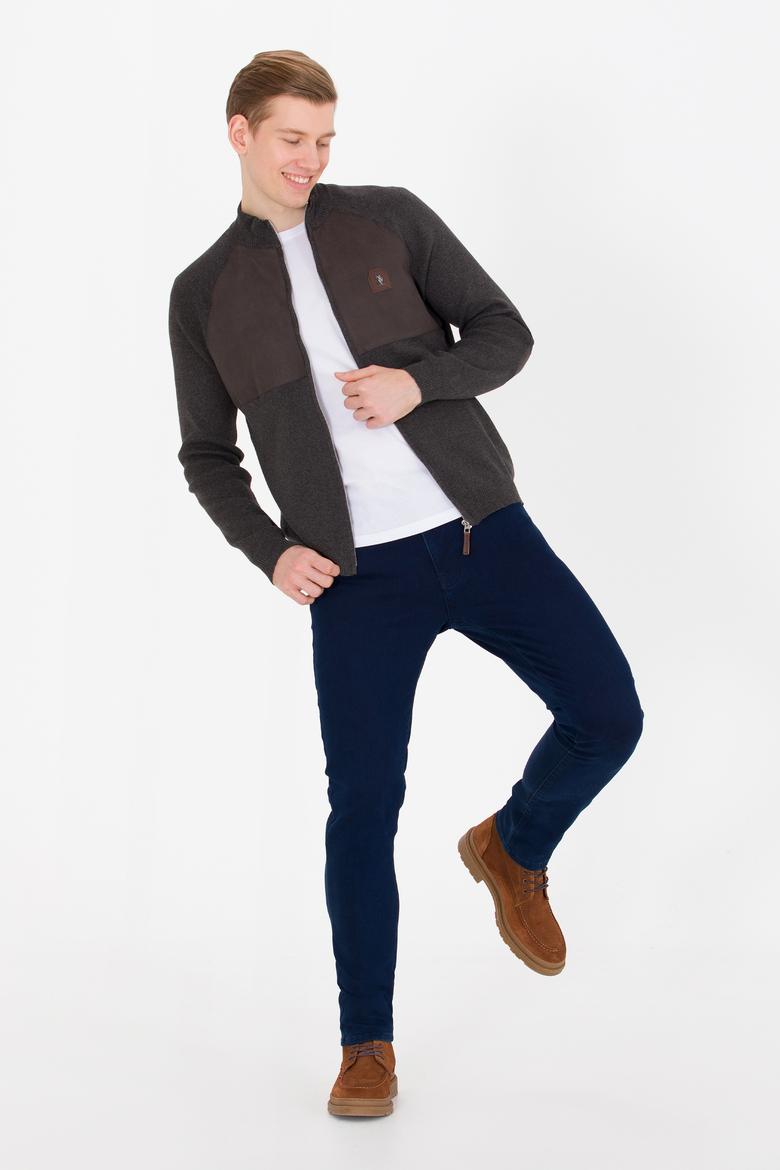 Erkek Antrasit Melanj Triko Hırka - 50253676013