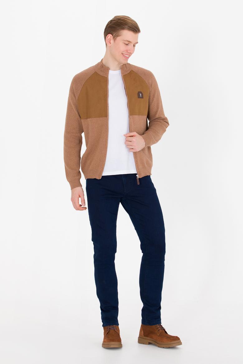 Erkek Camel Melanj Triko Hırka - 50253676023