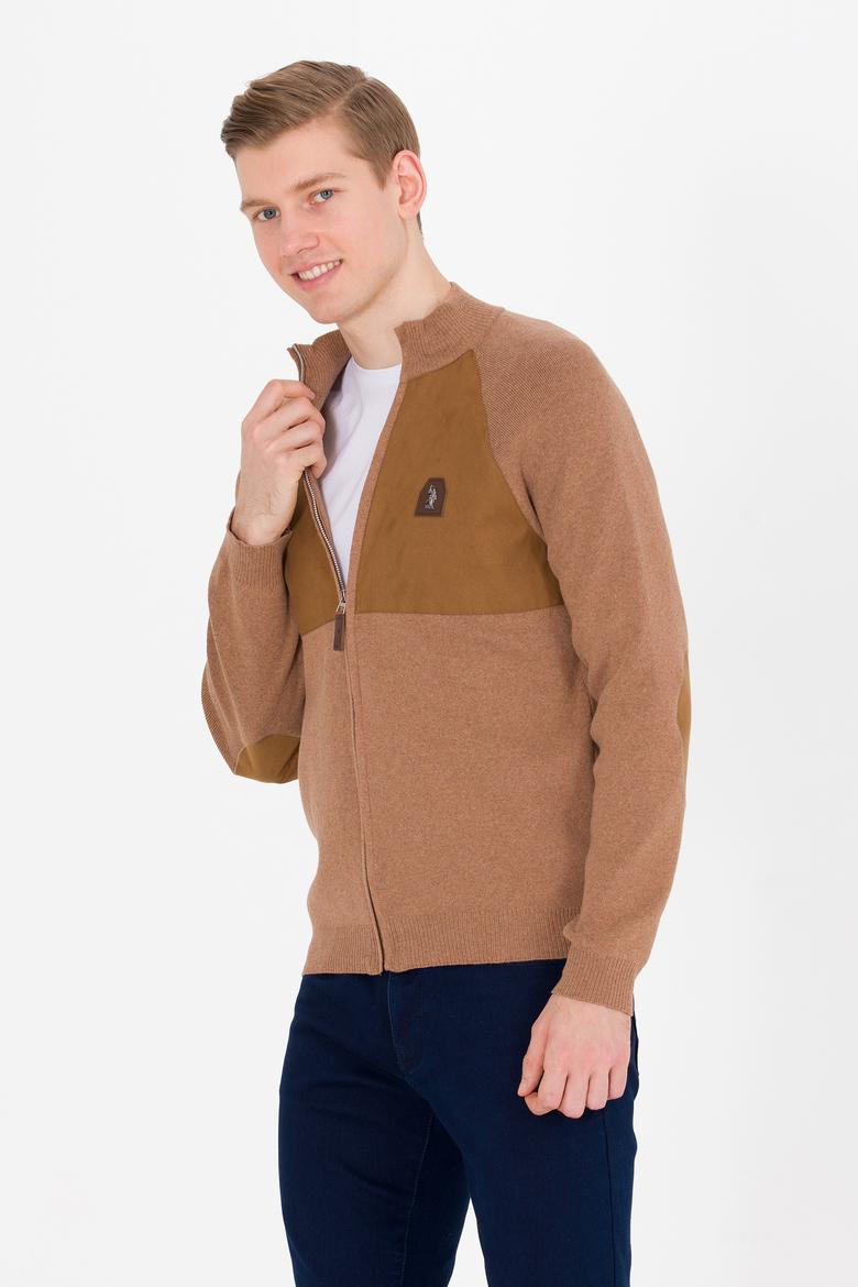 Erkek Camel Melanj Triko Hırka - 50253676023