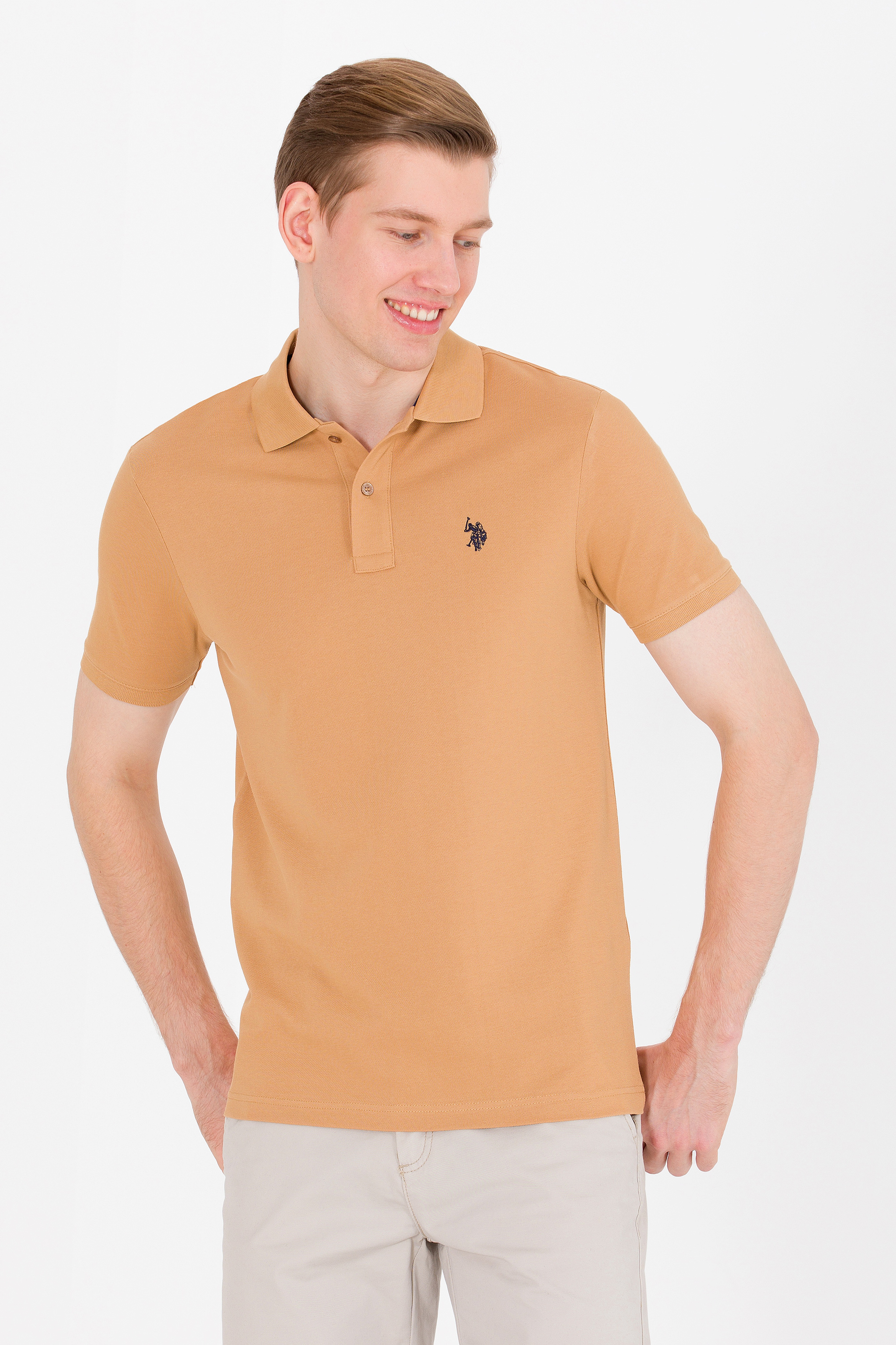 Erkek Camel Basic Polo Yaka Tişört - Image 1