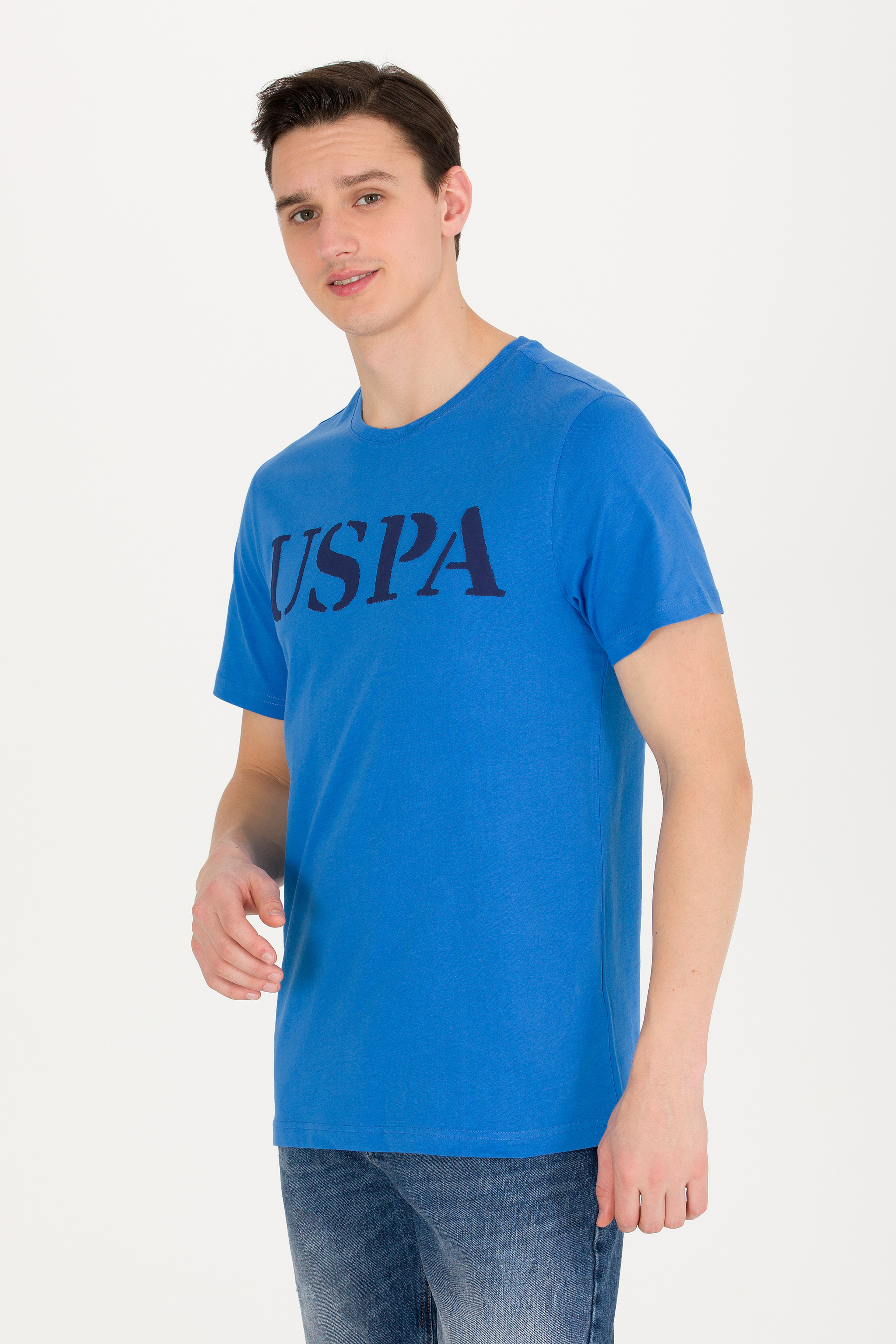 Erkek Saks Basic Bisiklet Yaka Tişört - Image 3